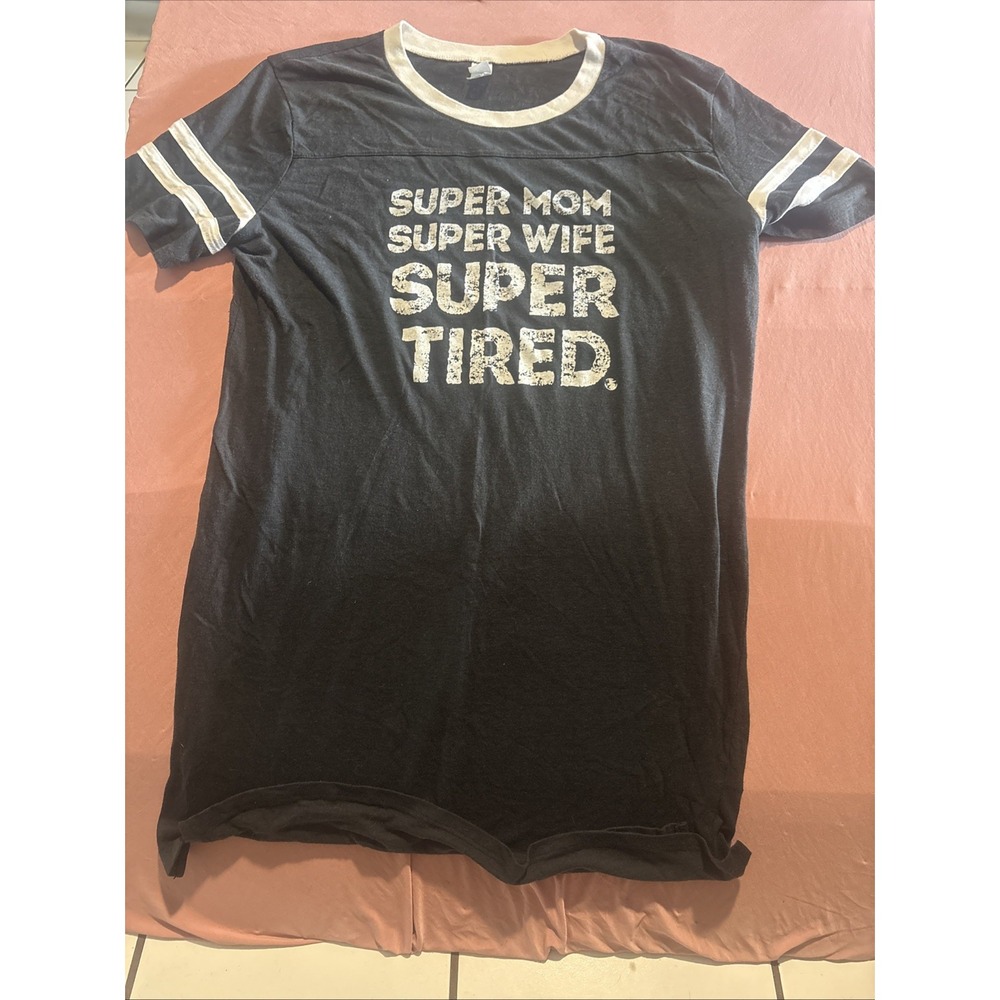Alternative Apparel Super Mom Super Wife Super Tired Sleep Dress Blue XL